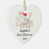Baby Girl First Christmas Elephant Individuelle Na Keramik Ornament (Rechts)