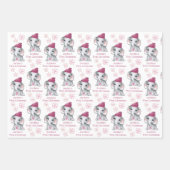 Baby Girl First Christmas Elephant Pink Snow Name Geschenkpapier Set (Vorderseite 3)