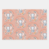 Baby Girl First Christmas Elephant Rosa Name Geschenkpapier Set (Vorderseite 2)