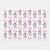 Baby Girl First Christmas Elephant Rosa Name Geschenkpapier Set (Vorderseite)