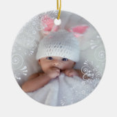 Baby Girl First Christmas Foto Keramik Keramik Ornament (Vorne)