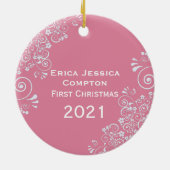 Baby Girl First Christmas Foto Keramik Keramik Ornament (Hinten)