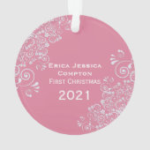 Baby Girl First Christmas Foto Ornament (Rückseite)