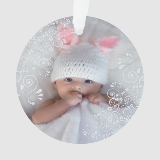 Baby Girl First Christmas Foto Ornament (Vorderseite)