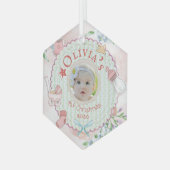 Baby Girl First Christmas Foto Ornament Aus Glas (Vorderseite Links)