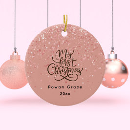 Baby Girl First Christmas Individuelle Name Pink M Keramik Ornament