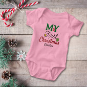Baby Girl First Christmas Name Baby Strampler