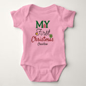 Baby Girl First Christmas Name Baby Strampler (Vorderseite)