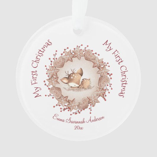 Baby Girl First Christmas Name Ornament (Vorderseite)