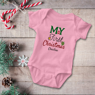 Baby Girl First Christmas Name Strampler