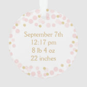 Baby Girl First Christmas Ornament, Pink Gold Dots Ornament (Rückseite)