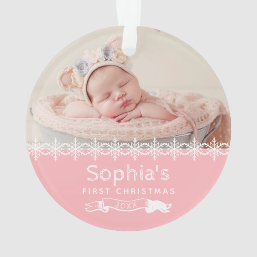Baby Girl First Christmas Personalisiertes Foto Pi Ornament (Rückseite)