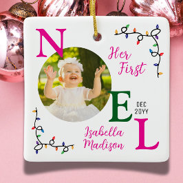 Baby Girl First Christmas Pink Erstes Weihnachten  Keramikornament