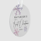 Baby Girl First Christmas Pink Snowflakes Foto Ornament (Vorderseite)