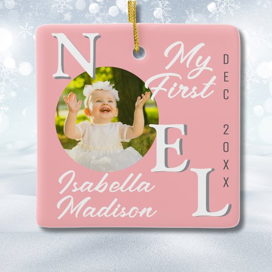 Baby Girl First Christmas Pink Weihnachten Foto Ke Keramikornament
