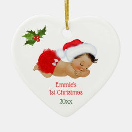 Baby Girl First Christmas Red Weihnachtsmannmütze Keramik Ornament