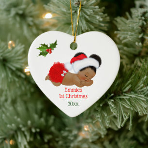 Baby Girl First Christmas Red Weihnachtsmannmütze Keramik Ornament