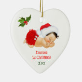 Baby Girl First Christmas Red Weihnachtsmannmütze Keramik Ornament (Rechts)