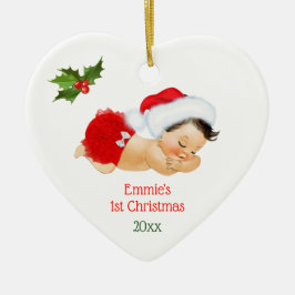 Baby Girl First Christmas Red Weihnachtsmannmütze  Keramik Ornament