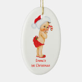 Baby Girl First Christmas Red Weihnachtsmannmütze Keramikornament (Rechts)