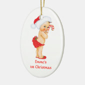 Baby Girl First Christmas Red Weihnachtsmannmütze Keramikornament (Links)
