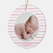 Baby Girl First Christmas Soft Pink gestreift Keramik Ornament (Links)