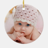 Baby Girl First Christmas Teddy Bear Wood Snow Keramik Ornament (Hinten)