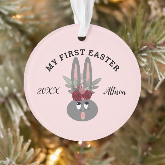 Baby Girl First Oaster Pink Bunny Personalisiert Ornament (Baum)