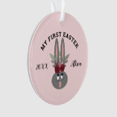 Baby Girl First Oaster Pink Bunny Personalisiert Ornament (Vorderseite)