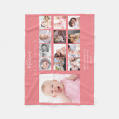 Baby Girl First Year Foto Collage 12 Monate Rosa Fleecedecke (Vorderseite)