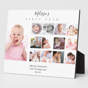 Baby Girl First Year Foto Collage Personalisiert Fotoplatte