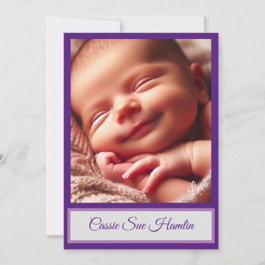 Baby Girl Flat Announccard Ankündigung (Vorderseite)