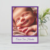 Baby Girl Flat Announccard Ankündigung (Stehend Vorderseite)