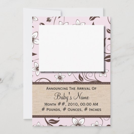 Baby Girl Floral Ankündigung (Vorderseite)