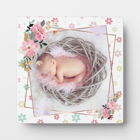 Baby Girl Floral Custom Foto Fotoplatte (Vorderseite)