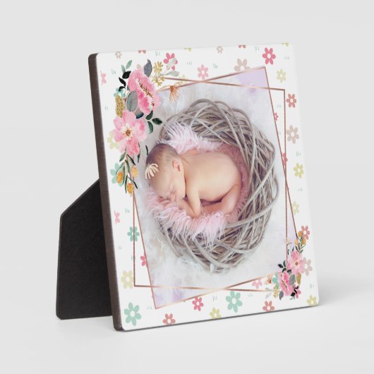 Baby Girl Floral Custom Foto Fotoplatte (Vorderseite)