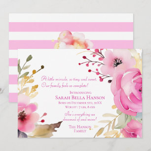 Baby Girl Floral Geburtsankündigung Ankündigung