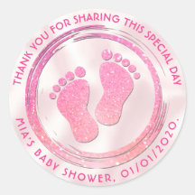 Baby Girl Footprint Glittering Baby Dusche Gefalle