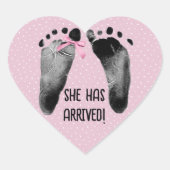 Baby Girl Footprints mit Bow Herz-Aufkleber (Vorderseite)