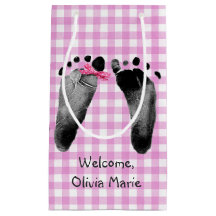 Baby Girl Footprints mit Bow