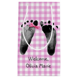Baby Girl Footprints mit Bow Kleine Geschenktüte