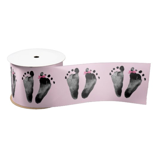 Baby Girl Footprints mit Bow Satinband (Spule)