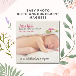 Baby Girl Foto Birth Announcement Magnet