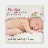 Baby Girl Foto Birth Announcement Magnet (Vorne)