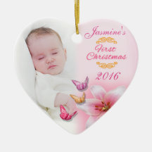 Baby Girl Foto Erste Weihnachtsdekoration pink