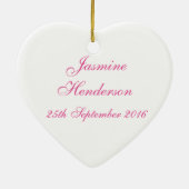 Baby Girl Foto Erste Weihnachtsdekoration pink Keramik Ornament (Hinten)