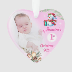 Baby Girl Foto Erster Weihnachtsbaum Dekoration
