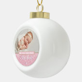 Baby Girl Foto First Christmas Script Keramik Kugel-Ornament (Rechts)