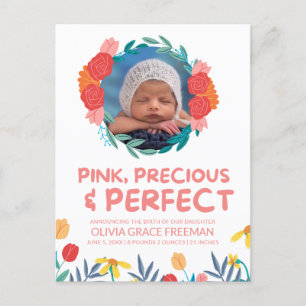 Baby Girl Foto Geburtserklärung Ankündigungspostkarte