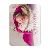 Baby Girl Foto Geburtshinweis Name Magnet (Vertikal)